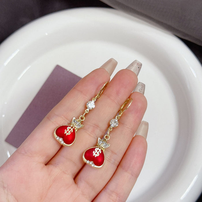 Wholesale Frosted red pearl lucky bag ear buckle retro ear accessory