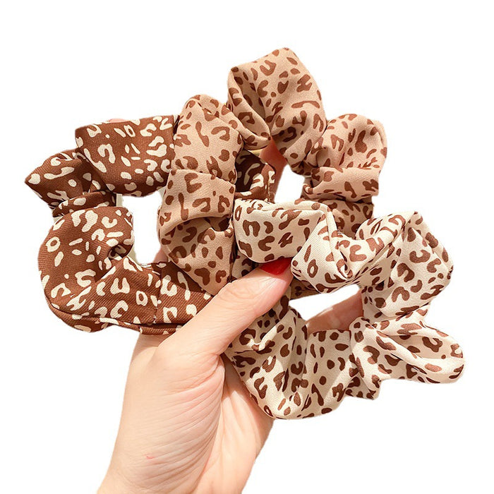 Wholesale Leopard Print Bear Intestine Ring Hair Scrunchies JDC-HS-HuiDi018