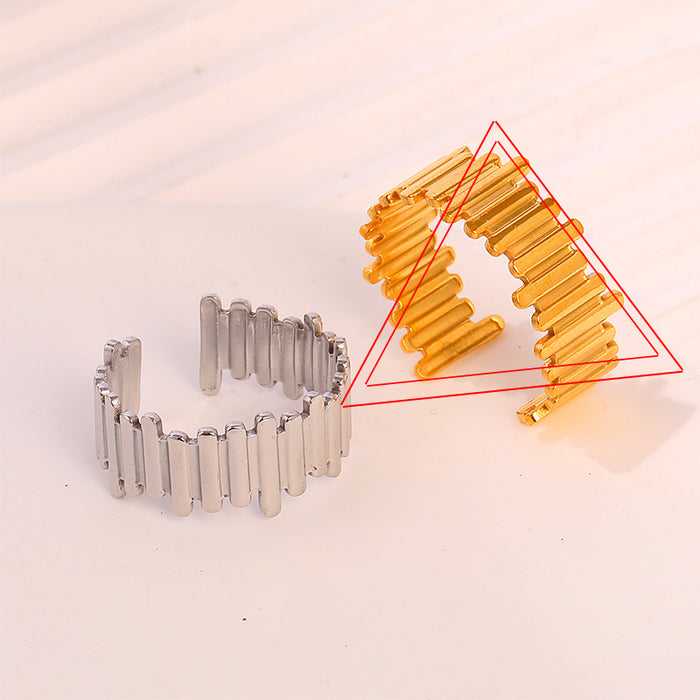 Wholesale Classic retro stainless steel hollow irregular ring for women's high-end accessories