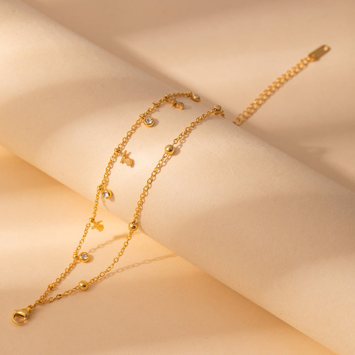 Wholesale Stainless steel fashion diamond bracelet flower geometric