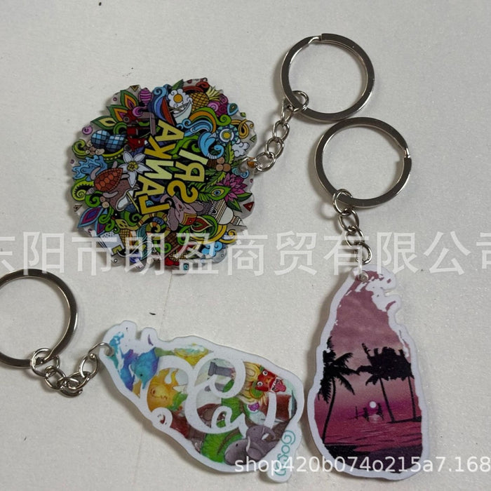 Wholesale Flat acrylic decorative keychain backpack key pendant