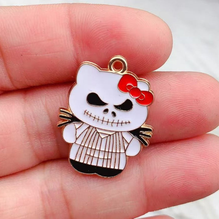 Wholesale 10pcs  DIY Devil Ghost Alloy Drip Oil Bag Pendant Necklace
