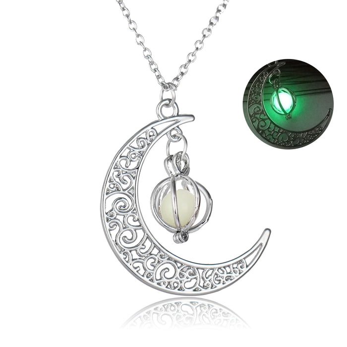Wholesale Glowing Moon Pumpkin Creative Necklace  Alloy Clavicle Chain For Women