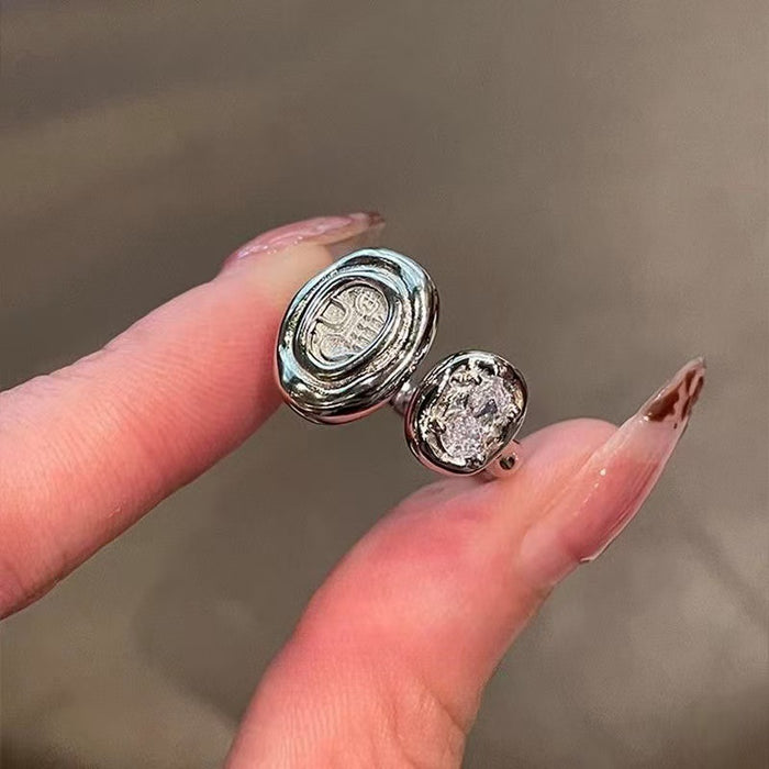 Wholesale Vintage ring, ring opening, light luxury zircon temperament, high-end fashion, niche index finger