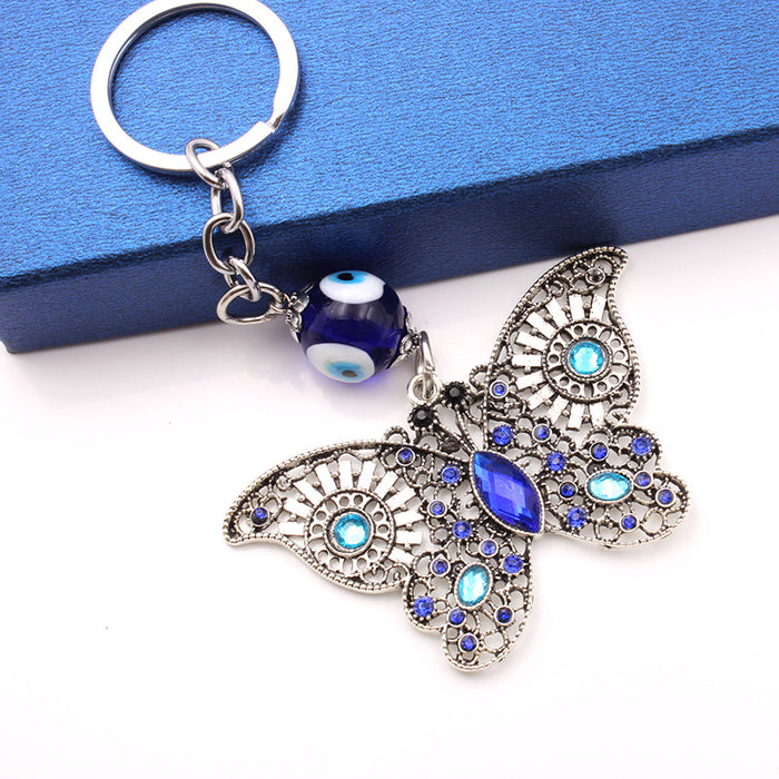 Wholesale Butterfly Full Diamond Alloy Retro Keychain Accessories Personalized Keychain