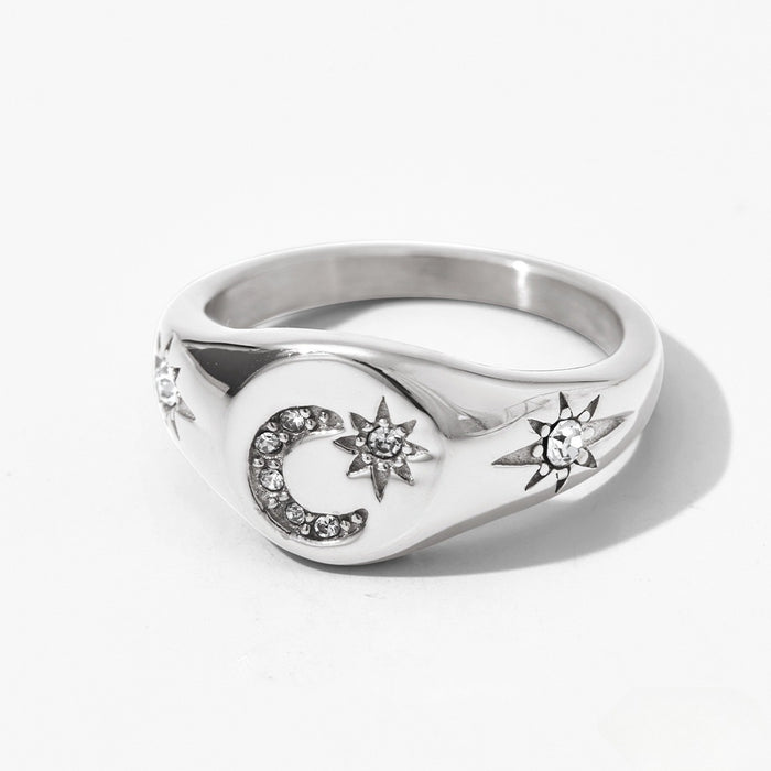 Wholesale Gold-Plated Stainless Steel Star and Moon Ring