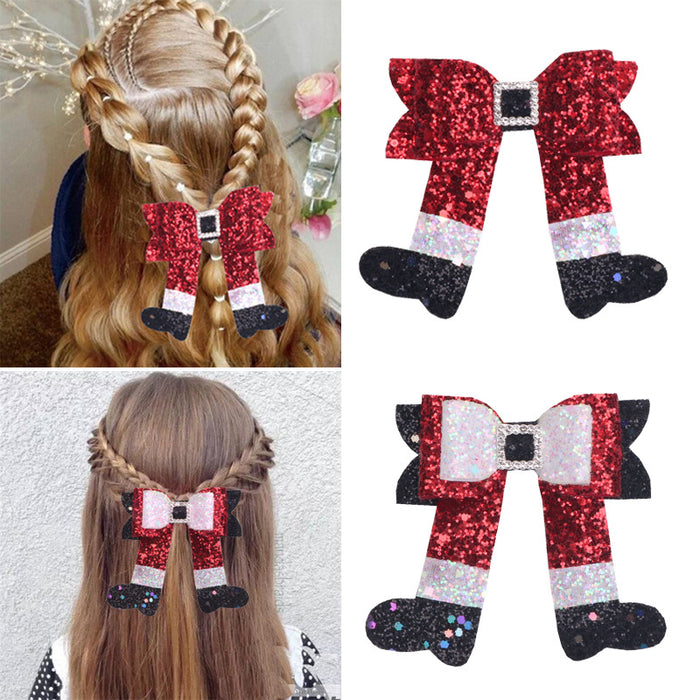 Wholesale Christmas Boots Bow Fabric Hairpin JDC-HC-Bais001