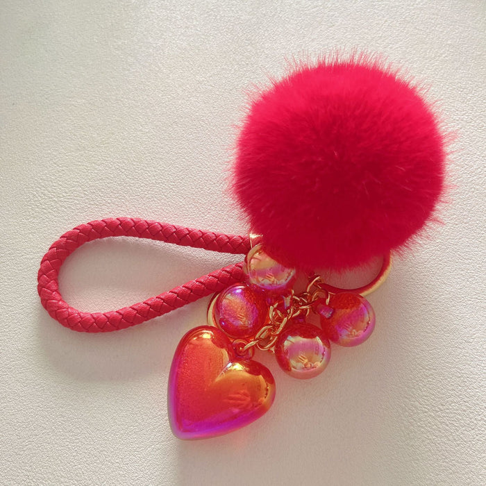 Wholesale Cute Acrylic Resin Beaded Love Fur Ball Keychain JDC-KC-ZhanLun008