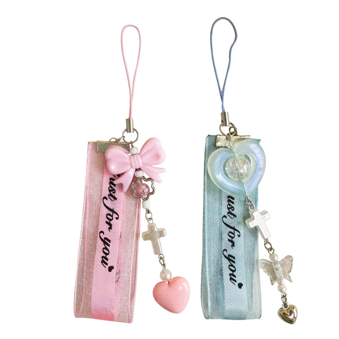 Wholesale Sweet Girl Clear Ribbon Mobile Phone Chain Simple Card Book Hanging Gift Batch