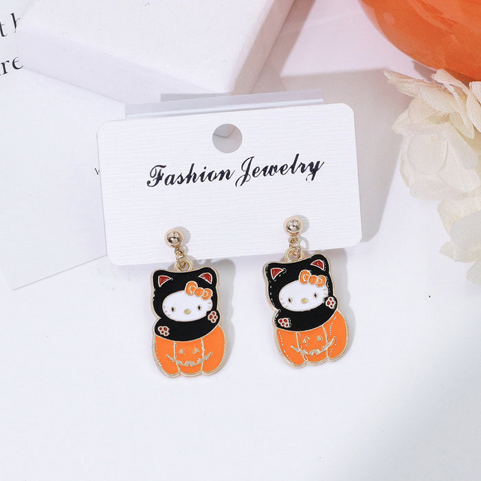 Wholesale Electroplated Metal  Earrings Cute Ghost Pumpkin Design Fashion Accessory MOQ≥2