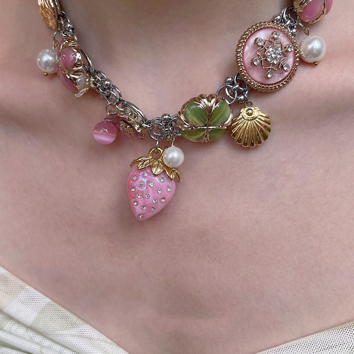 Wholesale Punk Style Strawberry Pendant choker necklace