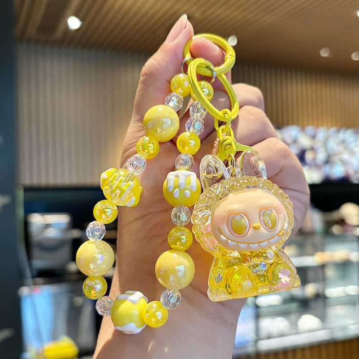 Wholesale Crystal oil-filled bottle keychain backpack charm