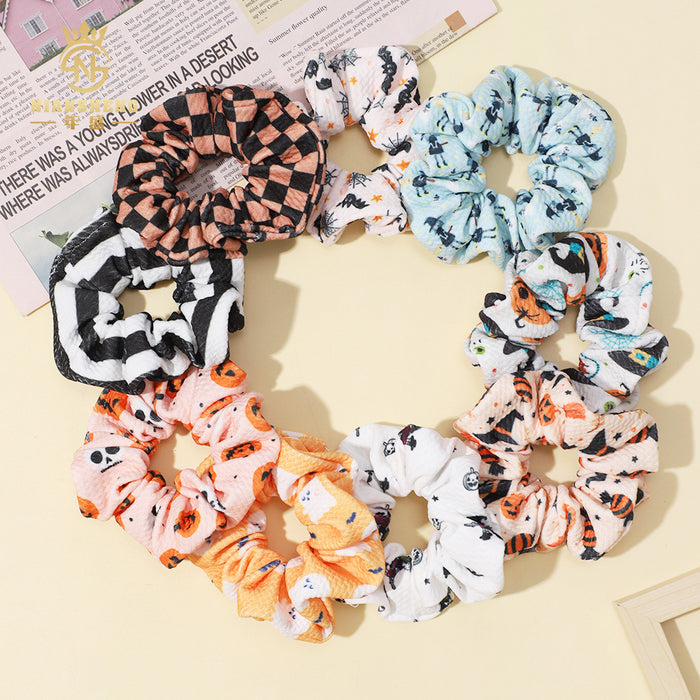 Wholesale  children' s hair accessories printed elastic large intestine ring cloth ring pure cotton girl baby hair ring