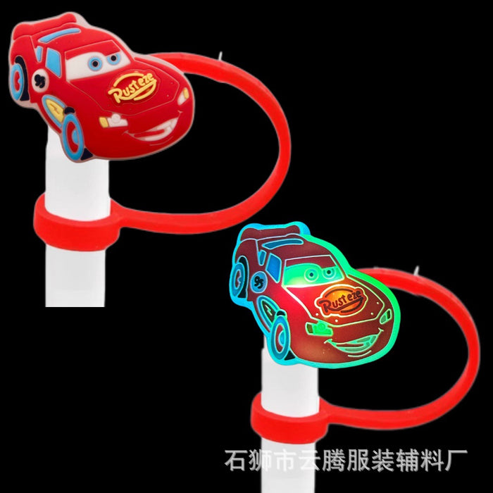 Wholesale 10pcs Silicone Straw Cap Cartoon Led Light Dustproof Straw Cap Recyclable