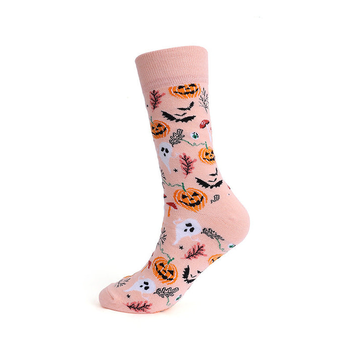 Calcetines de algodón de calavera de calabaza de Halloween al por mayor JDC-SK-HUALANG001