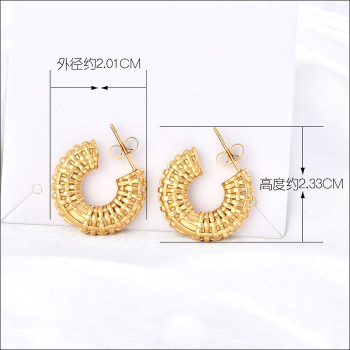 Wholesale Weaved Pattern Metal  Earrings Fashionable ins Street Photograph Earrings