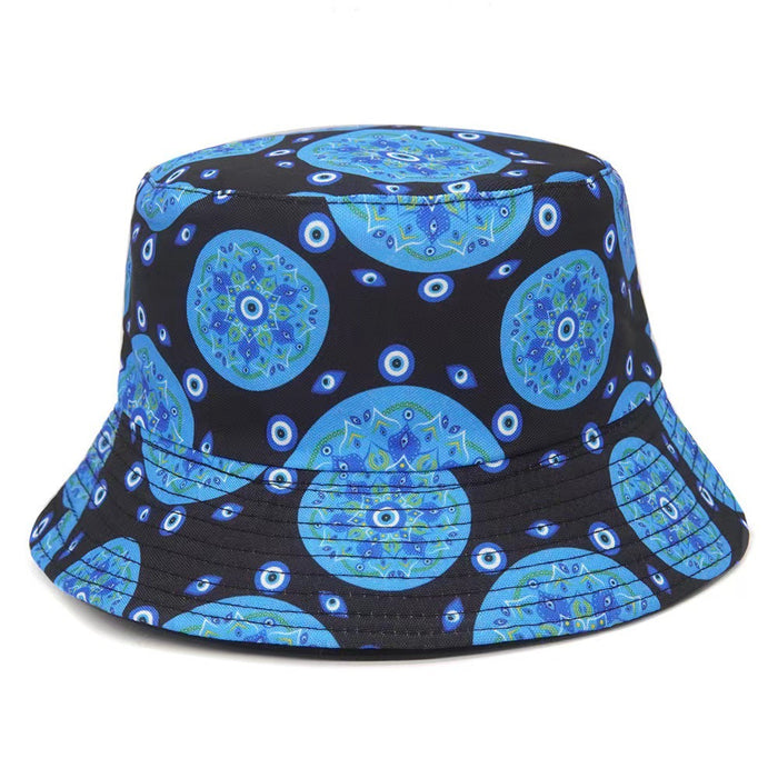 Wholesale geometric graffiti retro fisherman hat printed double-sided all-match basin hat outdoor sun hat