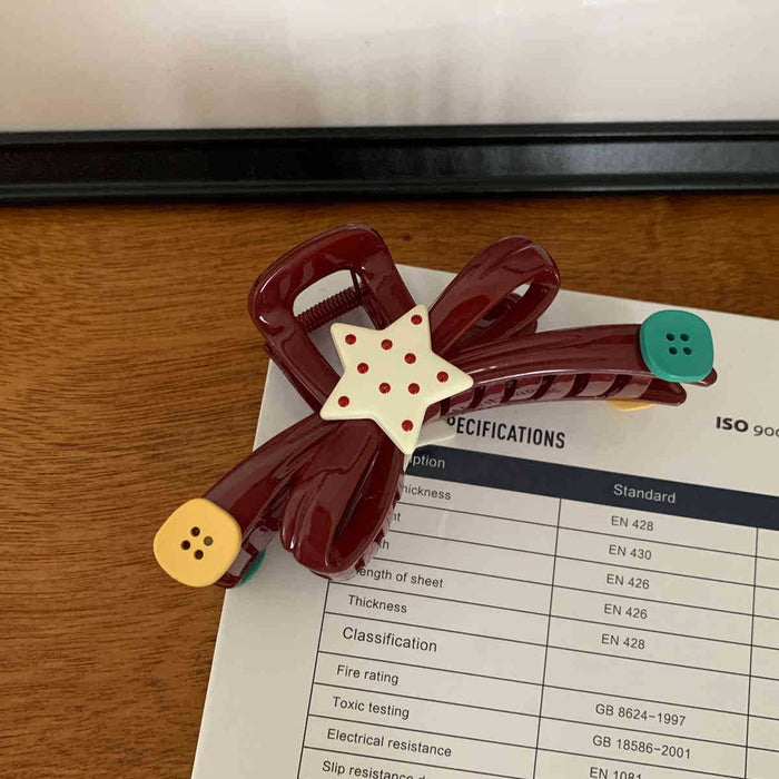 Wholesale Fun Contrast Color Wave Dot Star Button Grab Clip Large Bow Shark Clip Half Tie Disc Hairpin Hair Quantity Multi-hair Grab