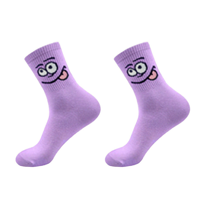 Wholesale funny expression candy color student socks spring and autumn summer breathable socks
