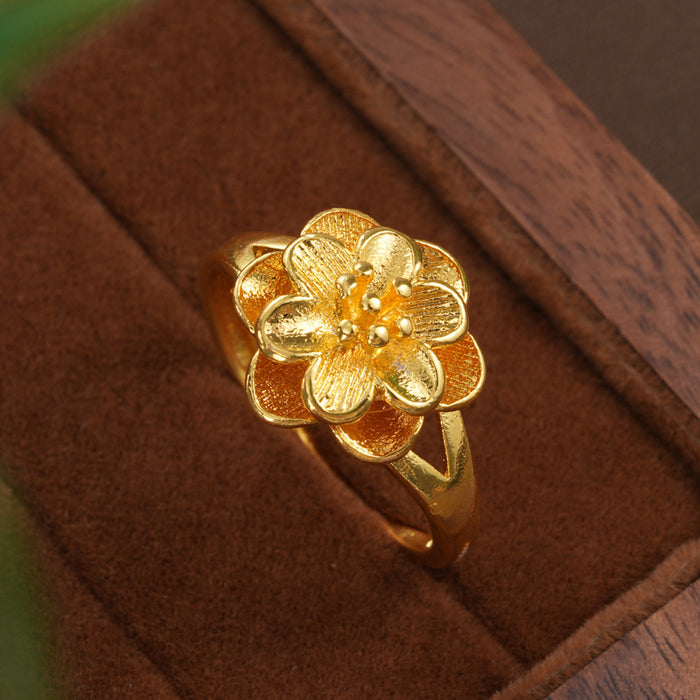 Wholesale Sand gold imitation brass gold-plated open adjustable ring