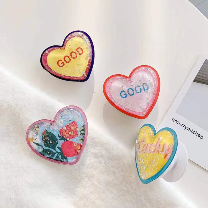Wholesale Heart-shaped adhesive quicksand phone stand