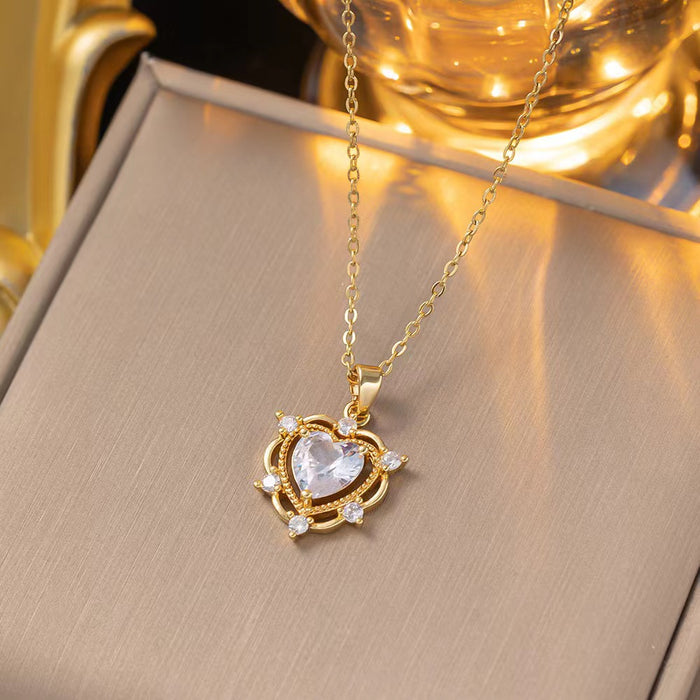 Wholesale Zircon Geometric Love Titanium Steel Necklace JDC-NE-JinHui013