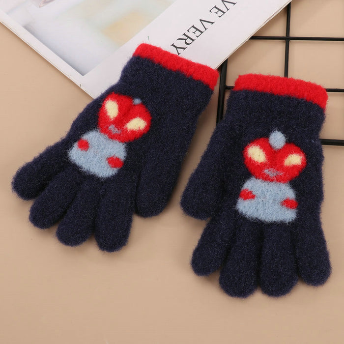 Wholesale Cartoon Warm Gloves  Fleece Lining Thickened Fingers