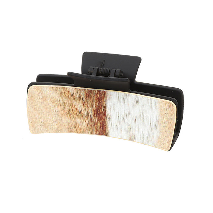 Wholesale Western Denim Style Horse Hair Craft Leather Women' s Hair Clip Grab Clip Shark Clip Hair Accessories Clip