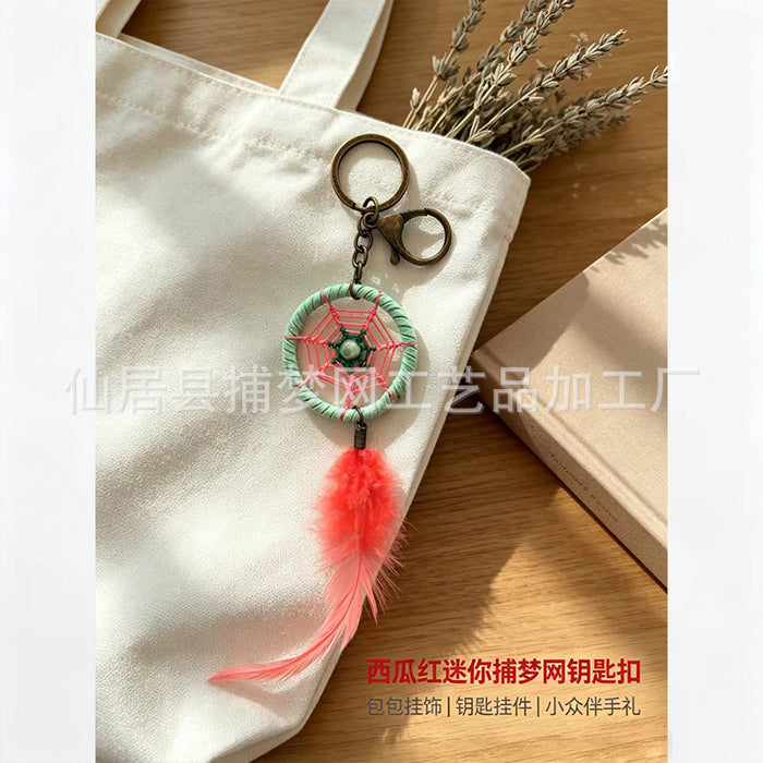 Wholesale Blue Dreamcatcher Keychain Ethnic Style Feather Alloy Car Key Accessory
