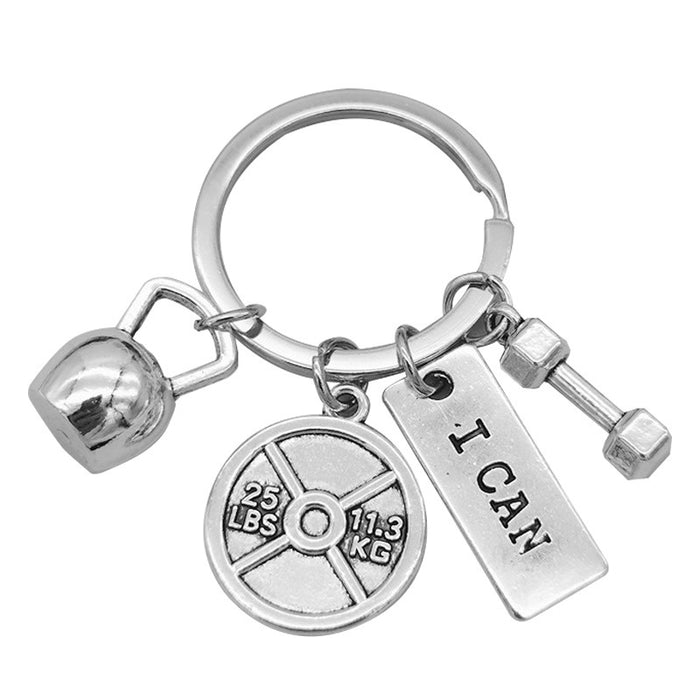 Wholesale Sports Power Dumbbell Barbell Kettlebell Keychain Fitness Equipment Peripheral Key Chain Sports Peripheral Pendant