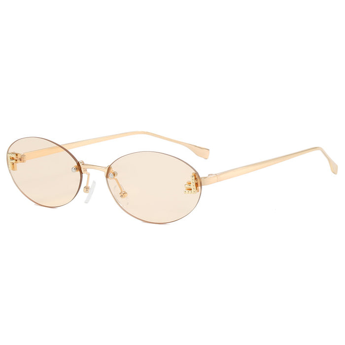 Wholesale Frameless sunglasses, round retro small frame sunglasses, fashionable metal