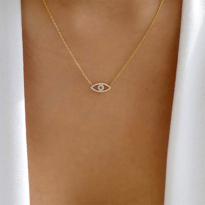 Wholesale Jewelry Fashion Diamond Devil's Eye Necklace Clavicle Chain Simple Eye Pendant