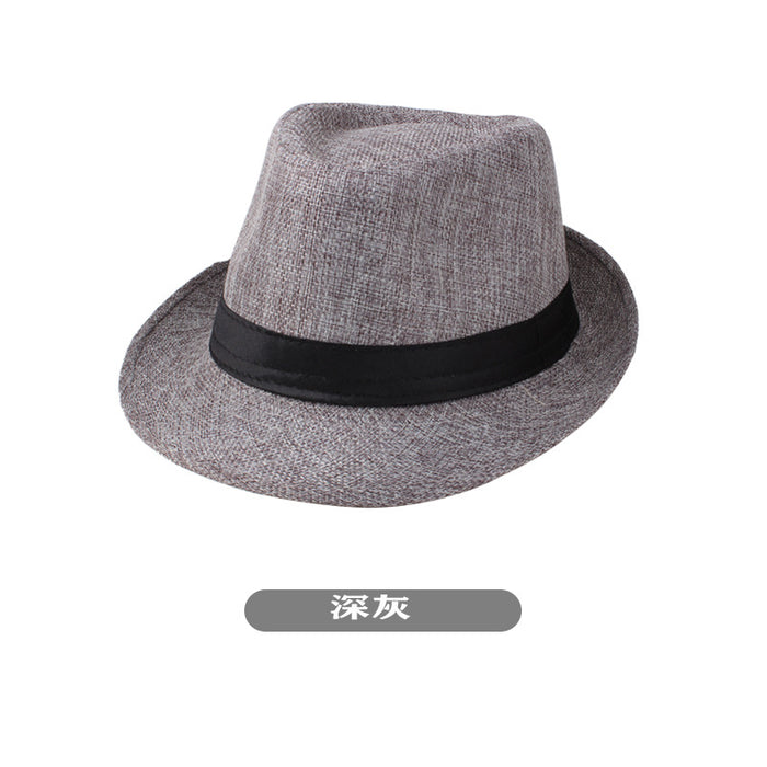 Wholesale Spring and Summer Hats Men's Solid Color Linen Hats Casual Couple Hats Sun Hats Jazz Hats Straw Hats Sunshade JDC-SH-DG002