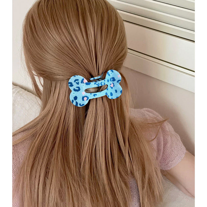 Wholesale PVC Blue Leopard Pattern Large Hair Claw Clip Retro Hair Accessory for Women