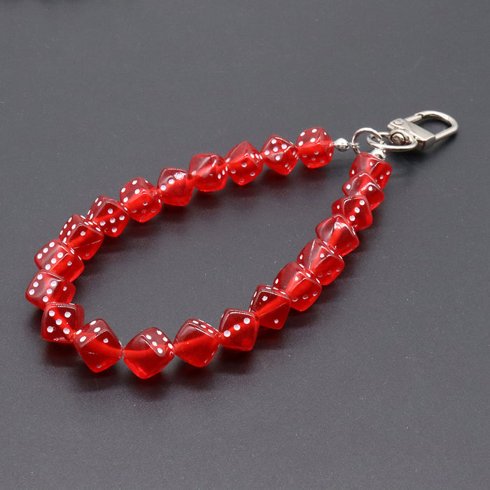 Wholesale Alloy Door Buckle Black 8 Dice Lanyard Ins Phone Chain Keychain Pendant Bag Water Bottle Lanyard Accessory