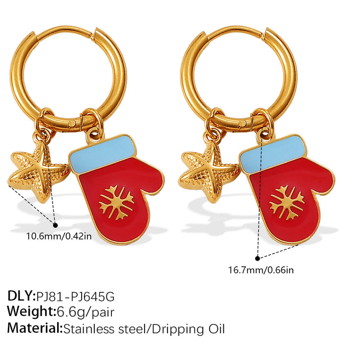 Wholesale Christmas Collection Gingerbread Man Pendant Earrings Stainless Steel