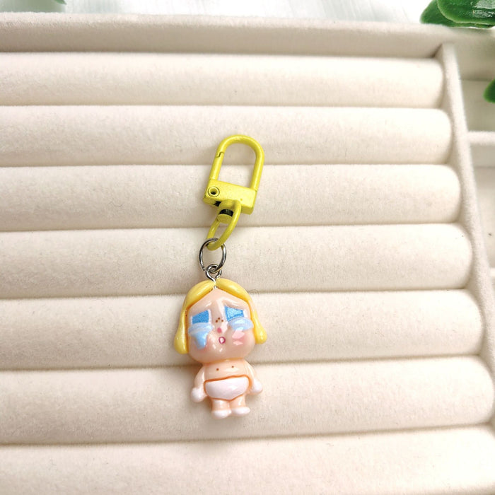Wholesale Cute Crying Baby Girl Healing Keychain Mobile Phone Pendant Girl Soft Cute Ins Backpack Jewelry Best Friend Couple Gift