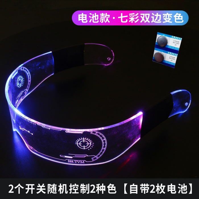 Wholesale Luminous glasses with a sense of technology, color changing eyes, science fiction, cool children's sunglasses