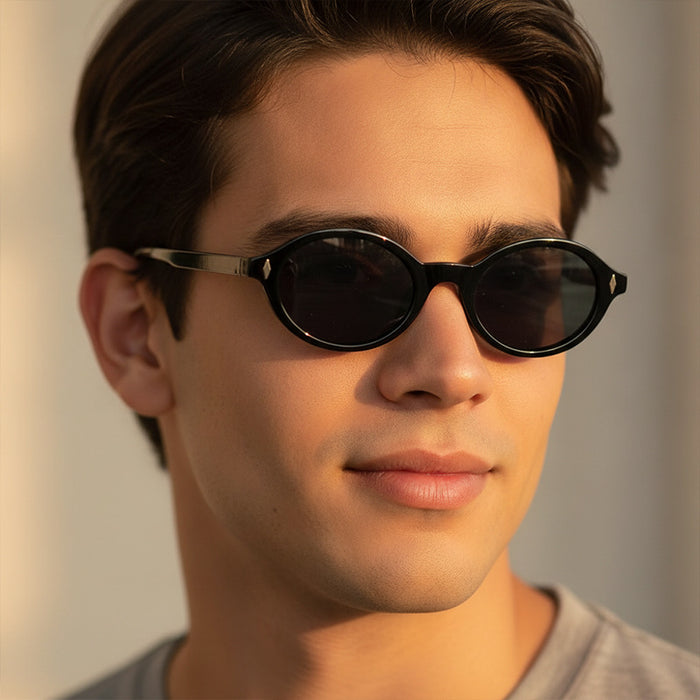 Wholesale Retro Round Sunglasses Black Frame Gray Lens UV400 Travel Boutique