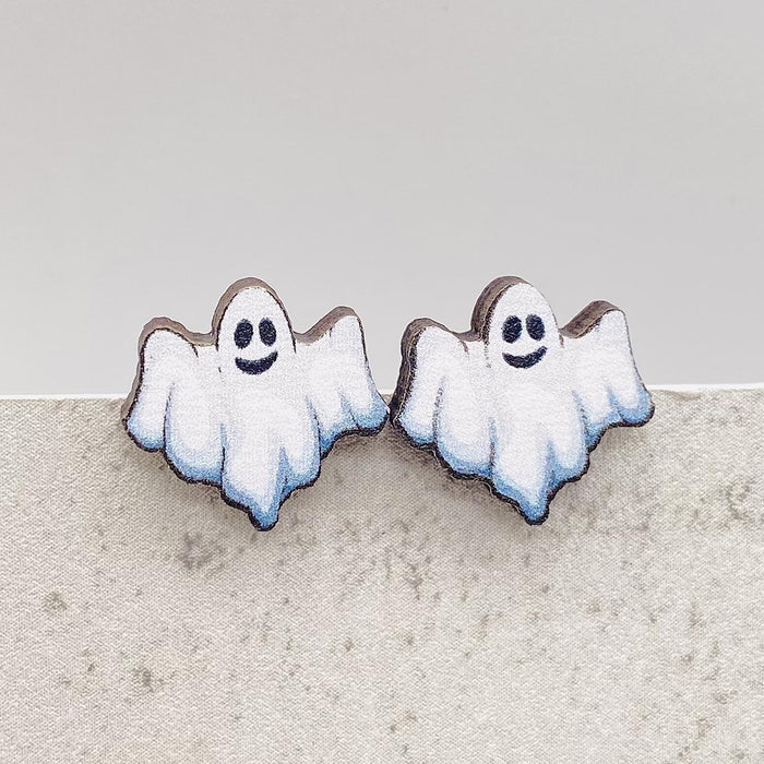 Wholesale  Earrings Horror Pumpkin Ghost Bat Wooden Earrings