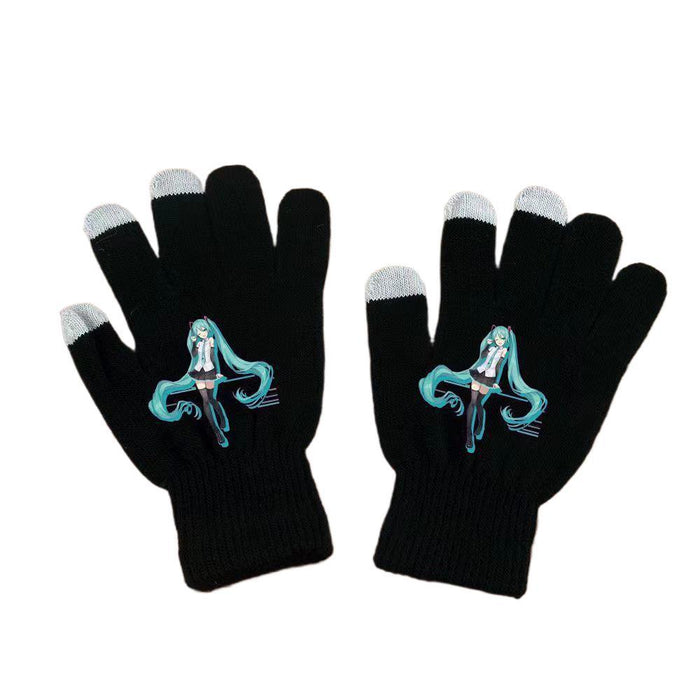 Wholesale Autumn and winter cold-resistant touchscreen full-finger windproof cycling knit gloves