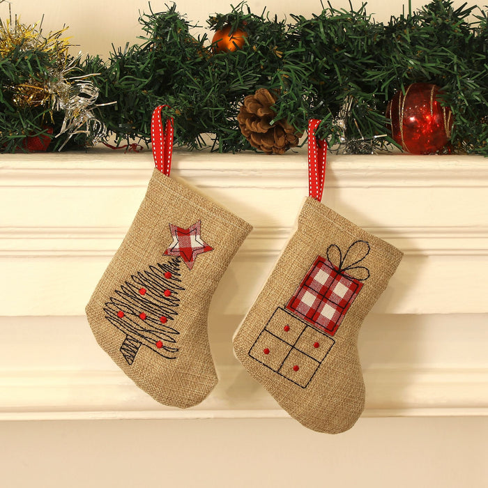 Wholesale Christmas Stockings,  Christmas Gift Bags,  Christmas Embroidered Small Socks Pendants,  Christmas Tree Decoration Bags