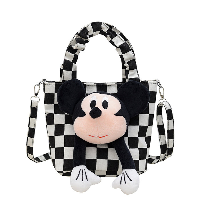 Wholesale Canvas cartoon plush bucket shoulder bag that can be carried by hand