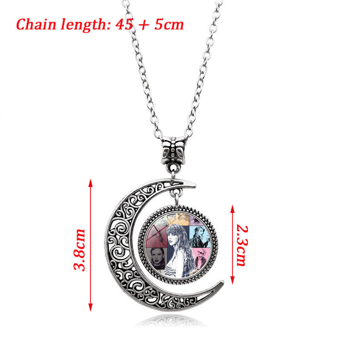 Wholesale Zinc Alloy Moon Pendant Necklace JDC-NE-HengX013