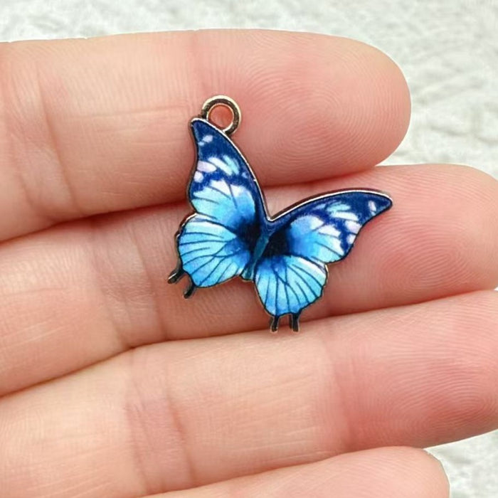 Wholesale 10 PCS DIY alloy enamel colorful butterfly single pendant charm