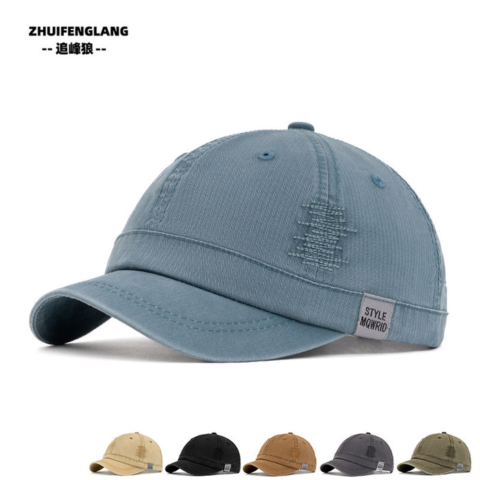 Wholesale Short brimmed baseball cap, fashionable washed duckbill cap, curved brimmed baseball cap, sun protection and sunshade cap