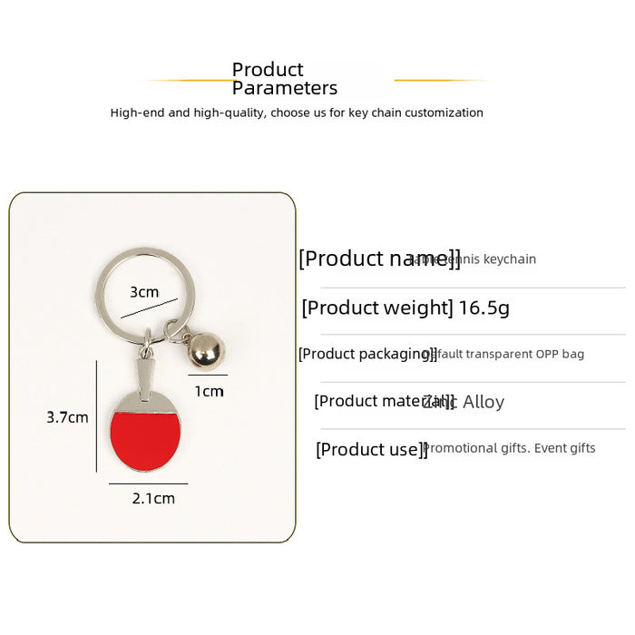 Wholesale Table tennis racket keychain, badminton tennis keychain, metal baked paint pendant, gift