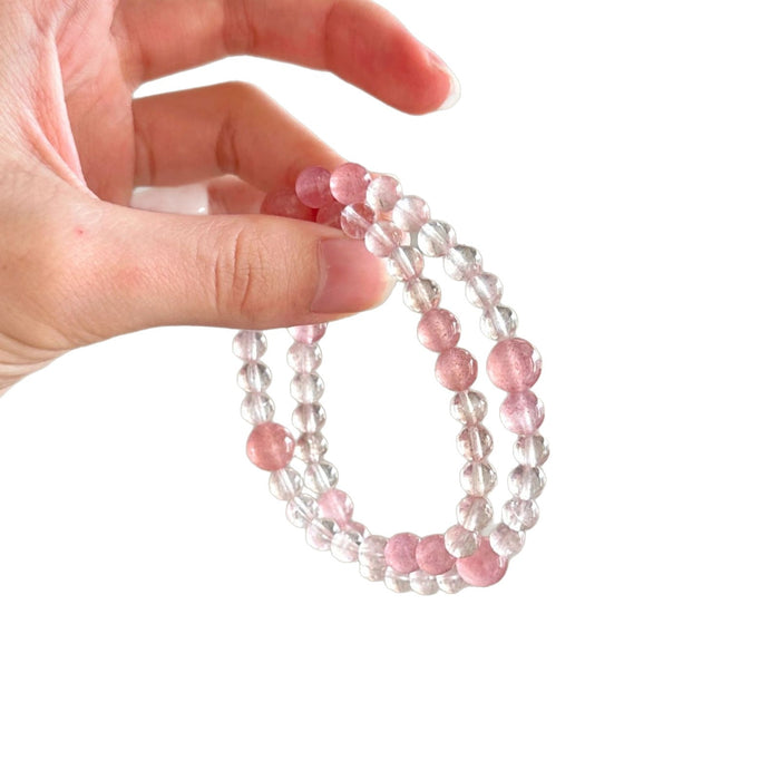 Wholesale Strawberry Crystal White Crystal Double Circle Peach Blossom