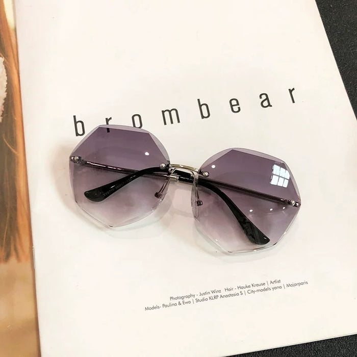 Wholesale Multilateral frameless cut edge sunglasses, retro sunglasses, personalized trend
