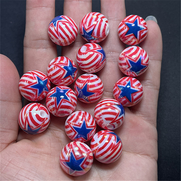 Wholesale 200pcs 16mm UV-plated Five-pointed Star Heart Leopard Print Resin Beads JDC-BDS-Xiaox006